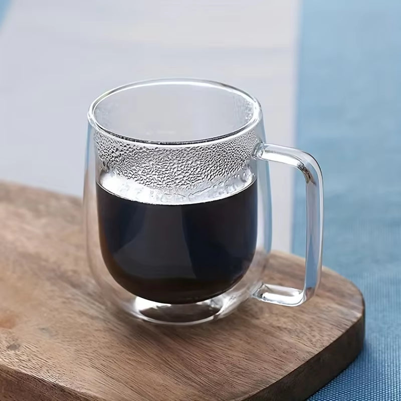 1Pc 250Ml 350Ml Double Layer Glass Cup with Handle Creative Transparent Double Walled Mug High Borosilicate Glass Cold Drink