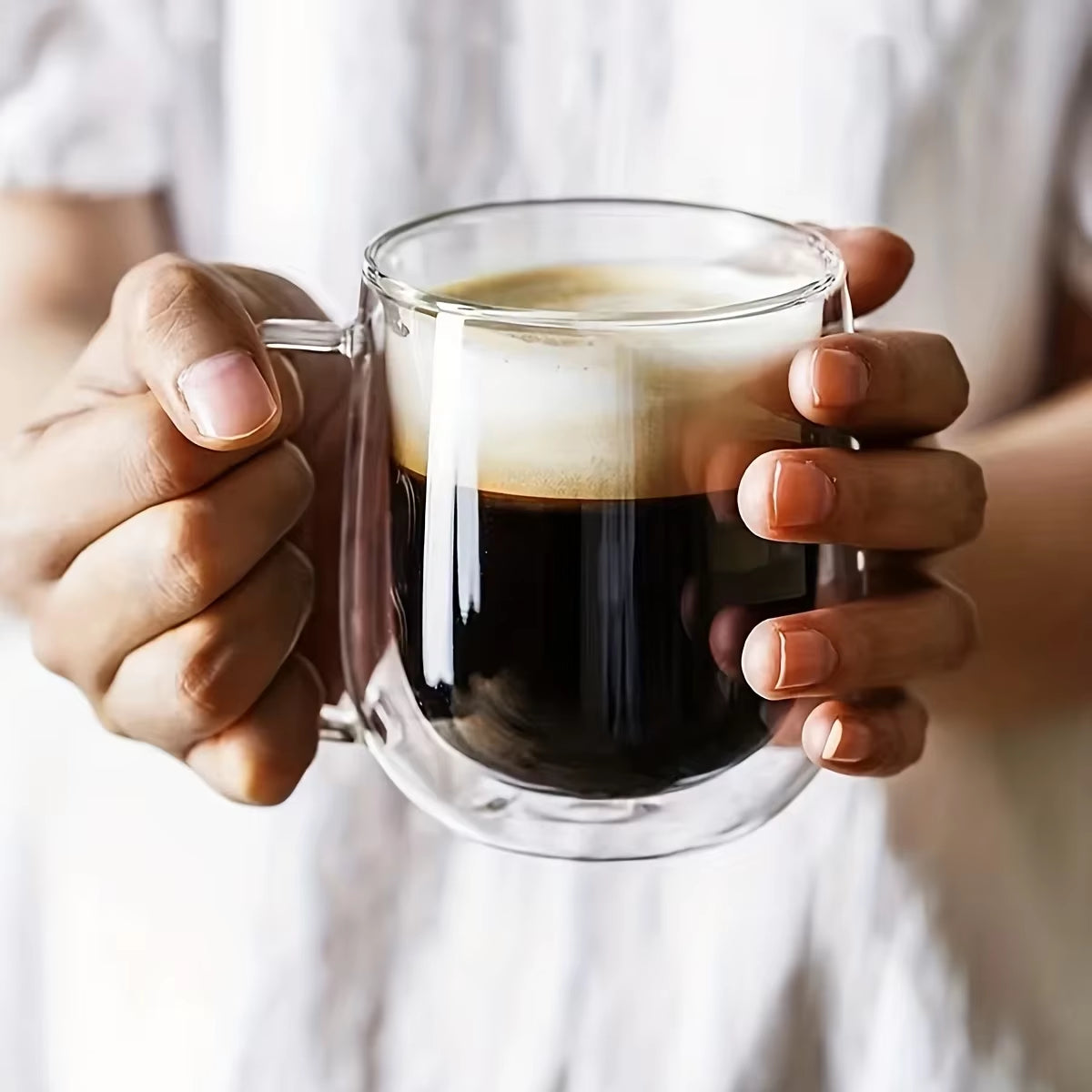 1Pc 250Ml 350Ml Double Layer Glass Cup with Handle Creative Transparent Double Walled Mug High Borosilicate Glass Cold Drink